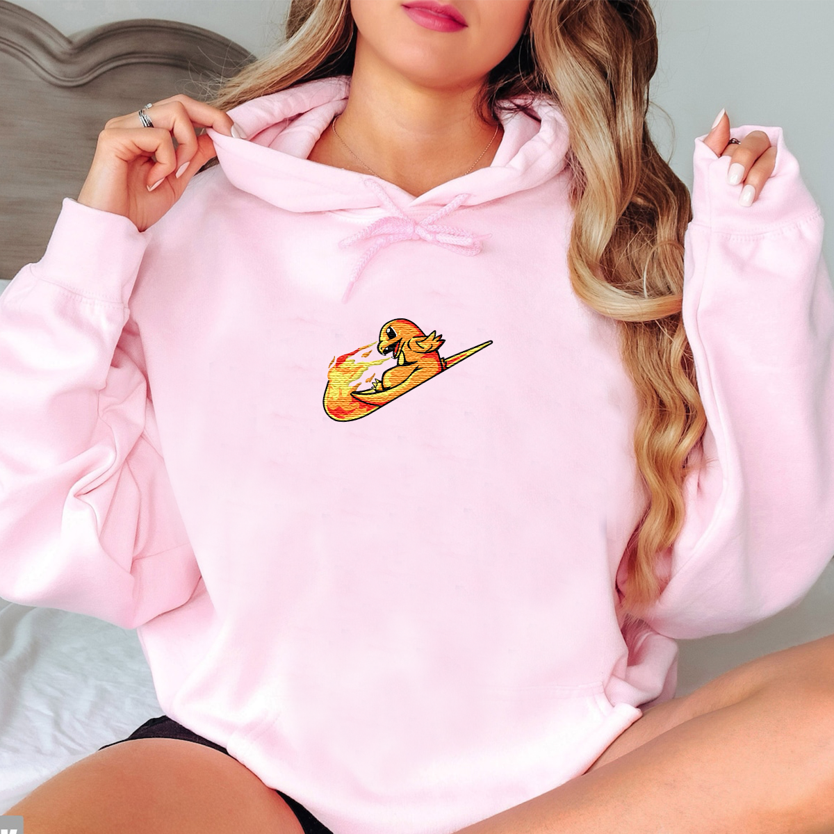 Charmander Embroidered Unisex T-Shirt,Crewneck,Hoodie,Custom Cufflinks For Gift,H-C-1145