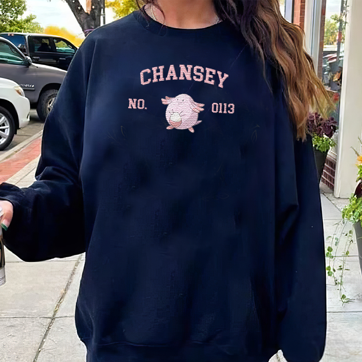 Chansey Adorable Anime-Themed Embroidered T-Shirt,Crewneck,Hoodie-Trendy Versatile and a Thoughtful Gift for Friends,H-C-1365