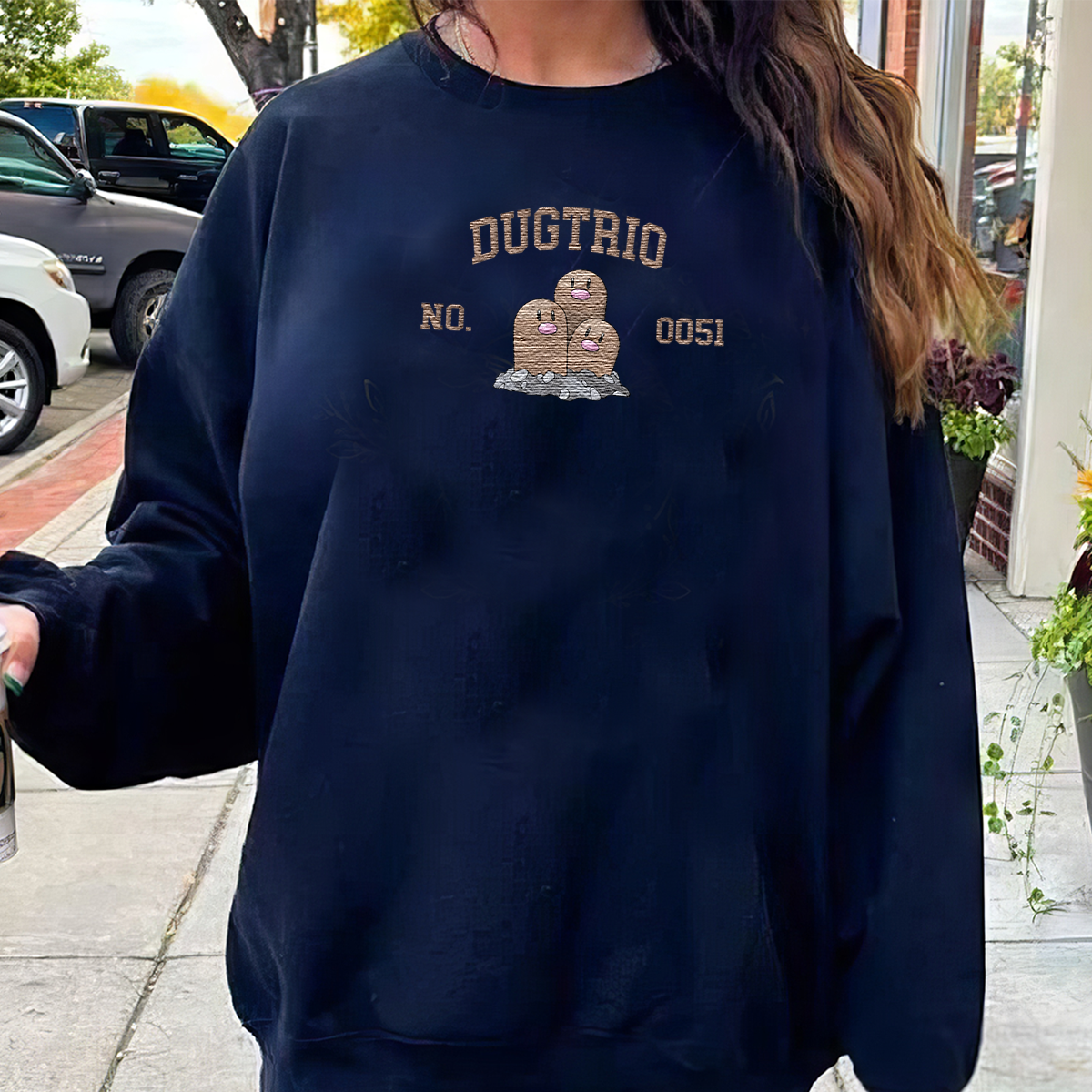 Dugtrio Adorable Anime-Themed Embroidered T-Shirt,Crewneck,Hoodie-Trendy Versatile and a Thoughtful Gift for Friends,H-C-1415