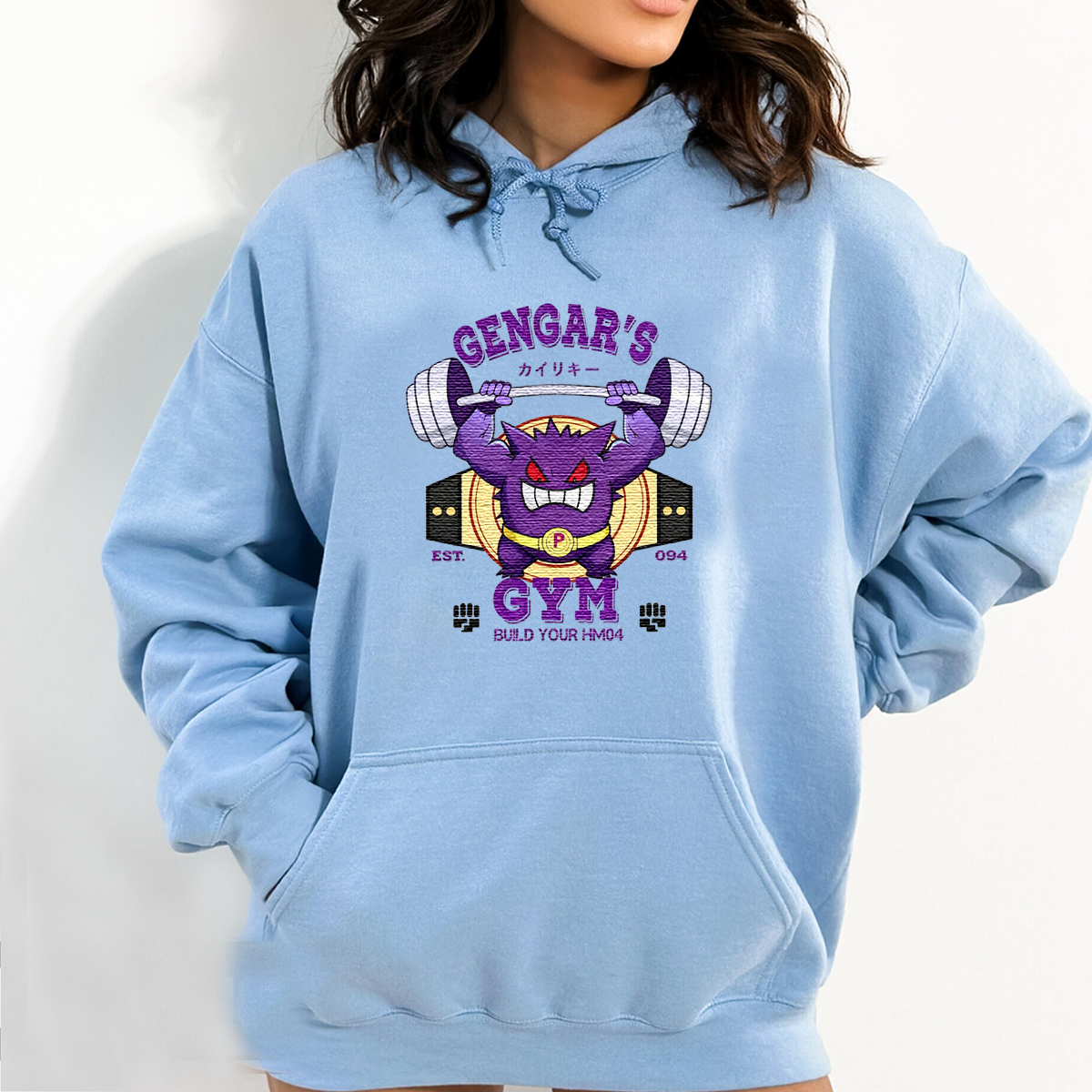 Gengar's GYM Anime-Themed Embroidered T-Shirt,Crewneck,Hoodie-Trendy Versatile and a Thoughtful Gift for Friends,H-C-1804