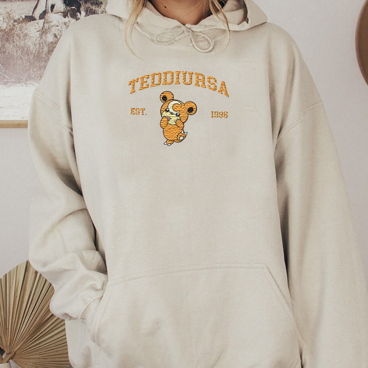 Teddiursa Adorable Anime-Themed Embroidered T-Shirt,Crewneck,Hoodie-Trendy Versatile and a Thoughtful Gift for Friends,H-C-1169
