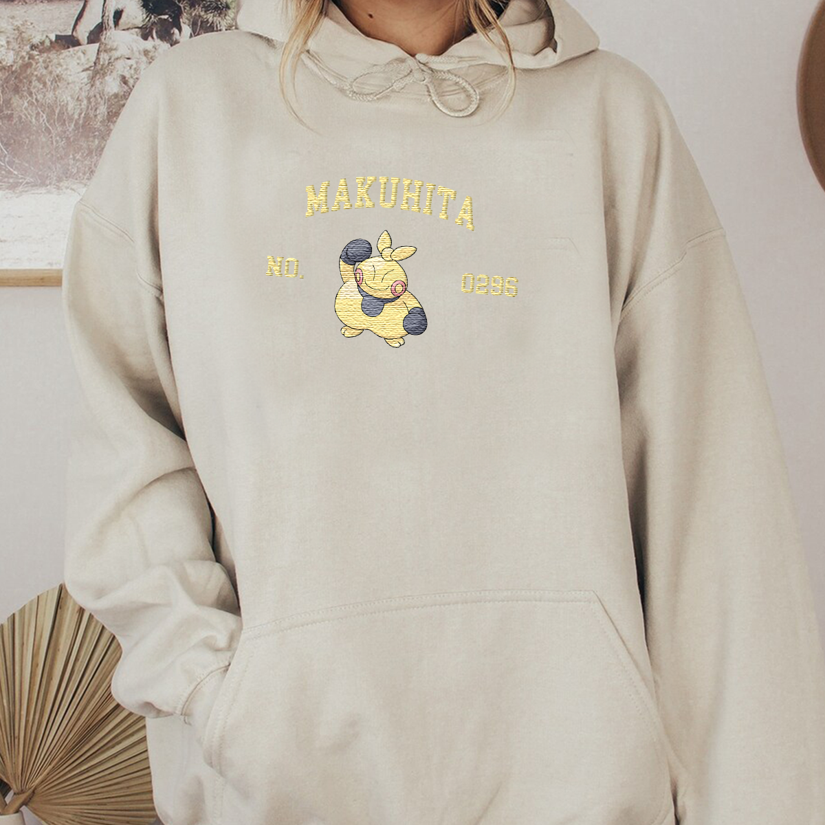 Makuhita Adorable Anime-Themed Embroidered T-Shirt,Crewneck,Hoodie-Trendy Versatile and a Thoughtful Gift for Friends,H-C-1742