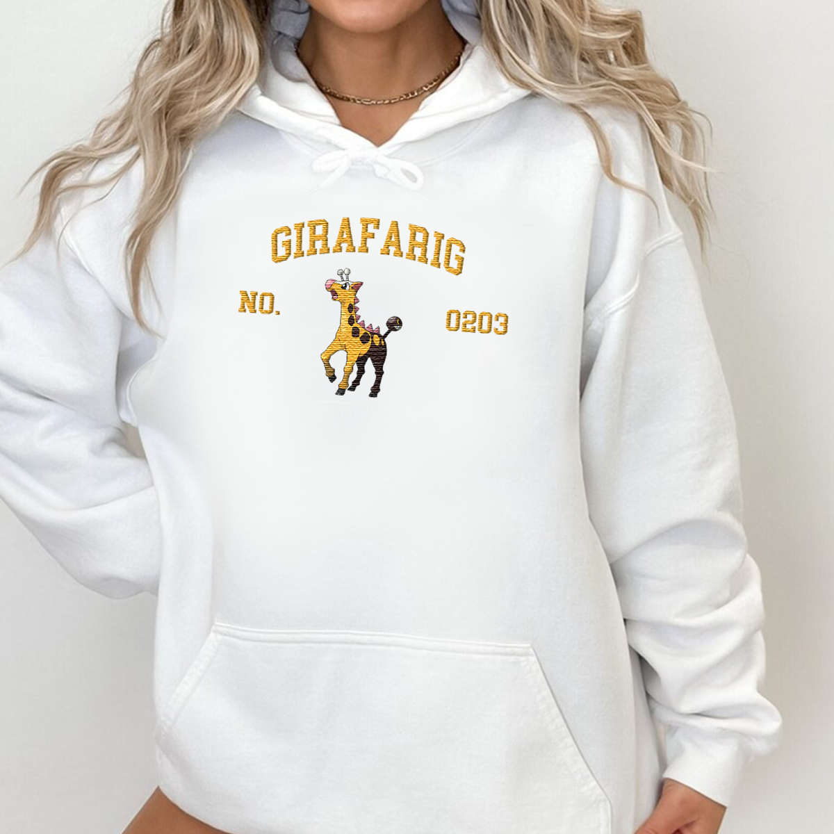 Girafarig Adorable Anime-Themed Embroidered T-Shirt,Crewneck,Hoodie-Trendy Versatile and a Thoughtful Gift for Friends,H-C-1460