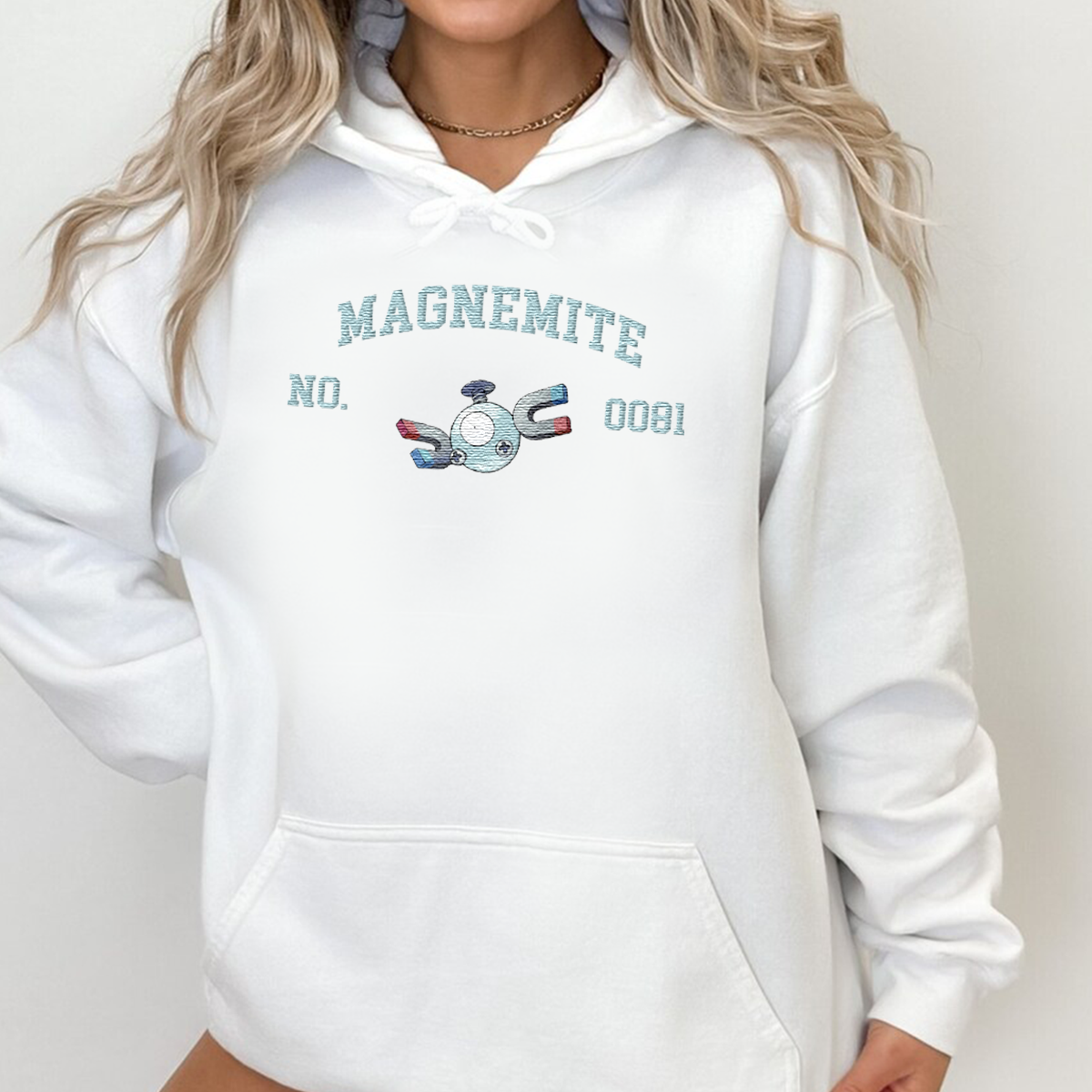 Magnemite Adorable Anime-Themed Embroidered T-Shirt,Crewneck,Hoodie-Trendy Versatile and a Thoughtful Gift for Friends,H-C-1342