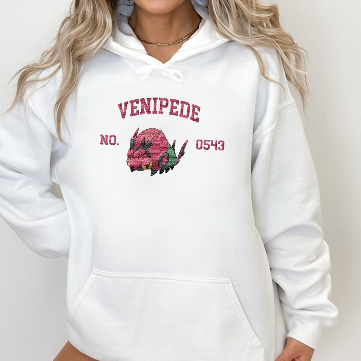 Venipede Adorable Anime-Themed Embroidered T-Shirt,Crewneck,Hoodie-Trendy Versatile and a Thoughtful Gift for Friends,H-C-1548