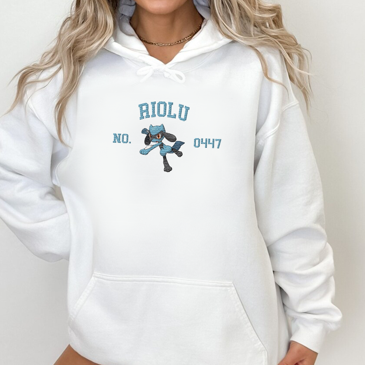 Riolu Adorable Anime-Themed Embroidered T-Shirt,Crewneck,Hoodie-Trendy Versatile and a Thoughtful Gift for Friends,H-C-1420