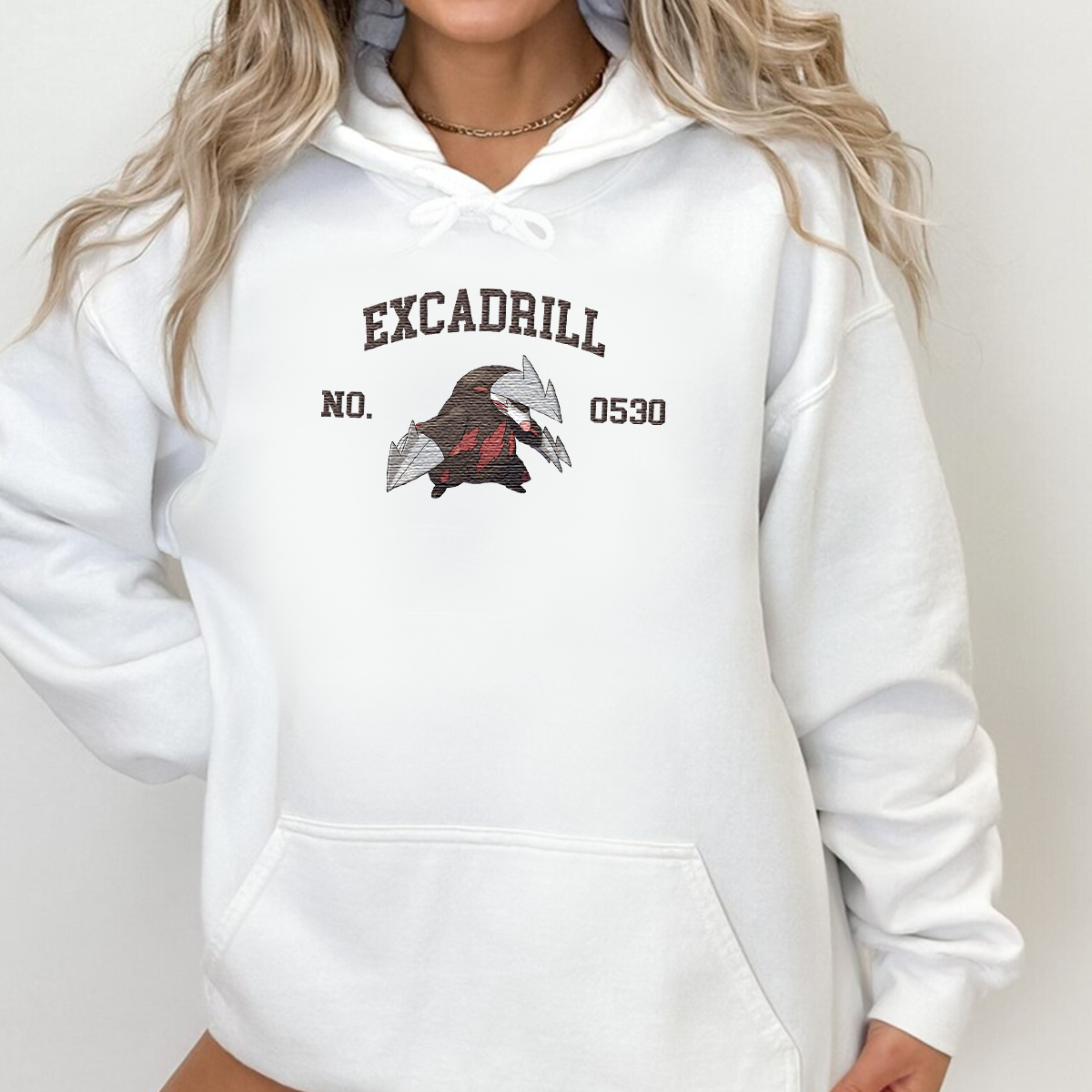 Excadrill Adorable Anime-Themed Embroidered T-Shirt,Crewneck,Hoodie-Trendy Versatile and a Thoughtful Gift for Friends,H-C-1544