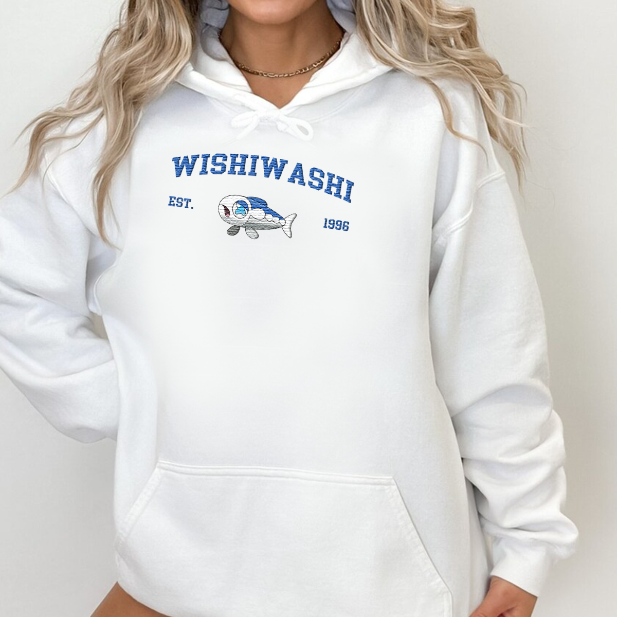 Wishiwashi Adorable Anime-Themed Embroidered T-Shirt,Crewneck,Hoodie-Trendy Versatile and a Thoughtful Gift for Friends,H-C-1211