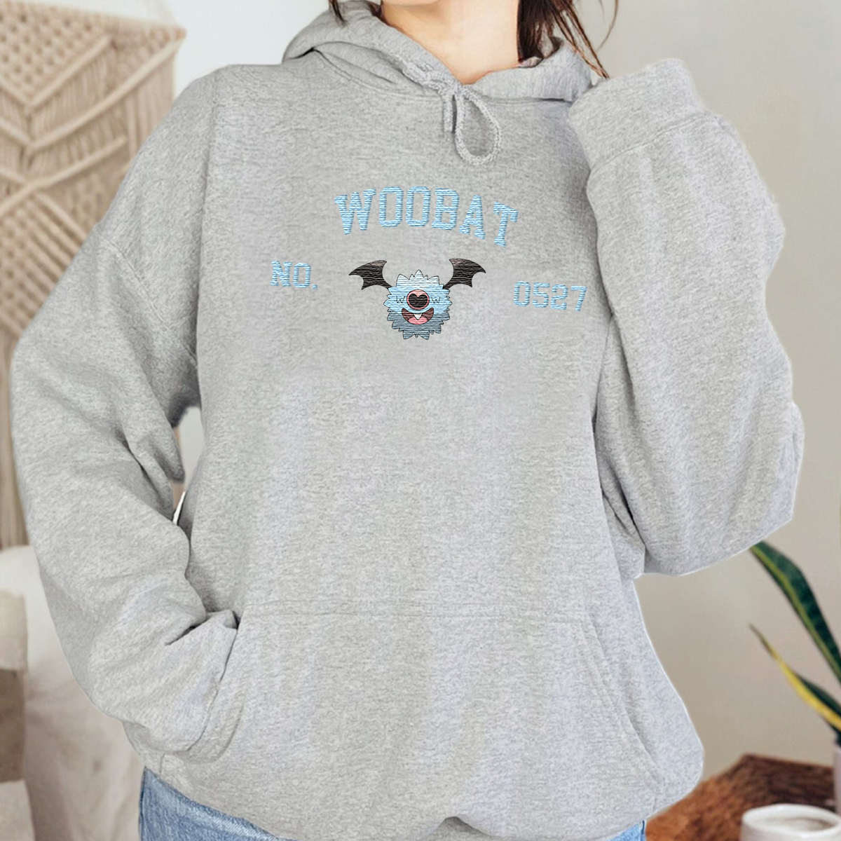 Woobat Adorable Anime-Themed Embroidered T-Shirt,Crewneck,Hoodie-Trendy Versatile and a Thoughtful Gift for Friends,H-C-1619