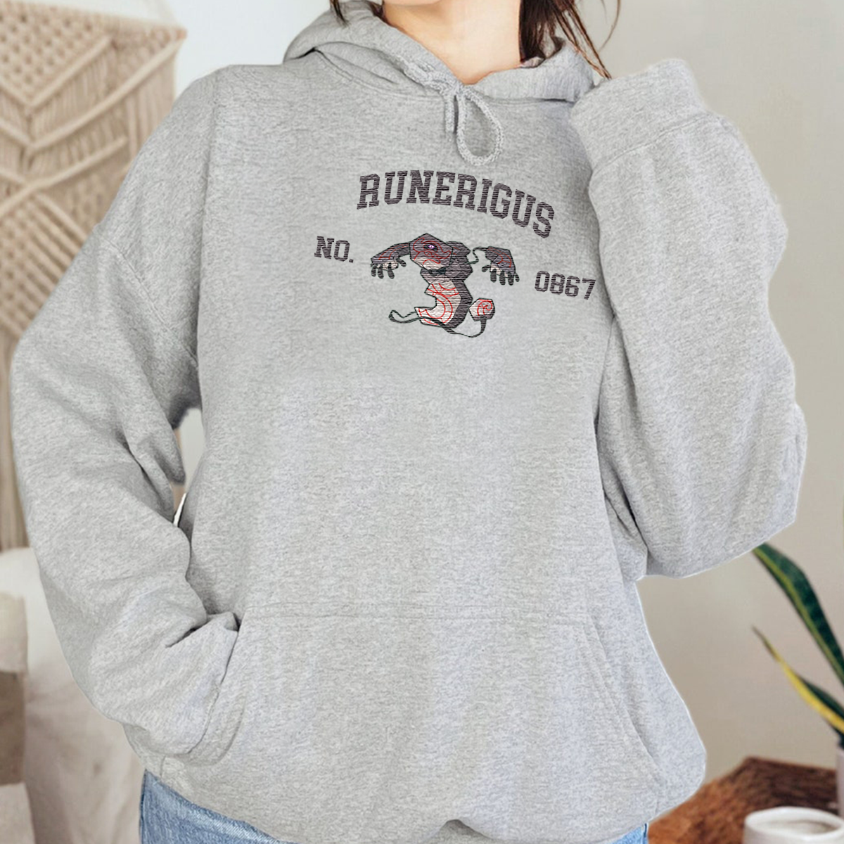 Runerigus Adorable Anime-Themed Embroidered T-Shirt,Crewneck,Hoodie-Trendy Versatile and a Thoughtful Gift for Friends,H-C-1582