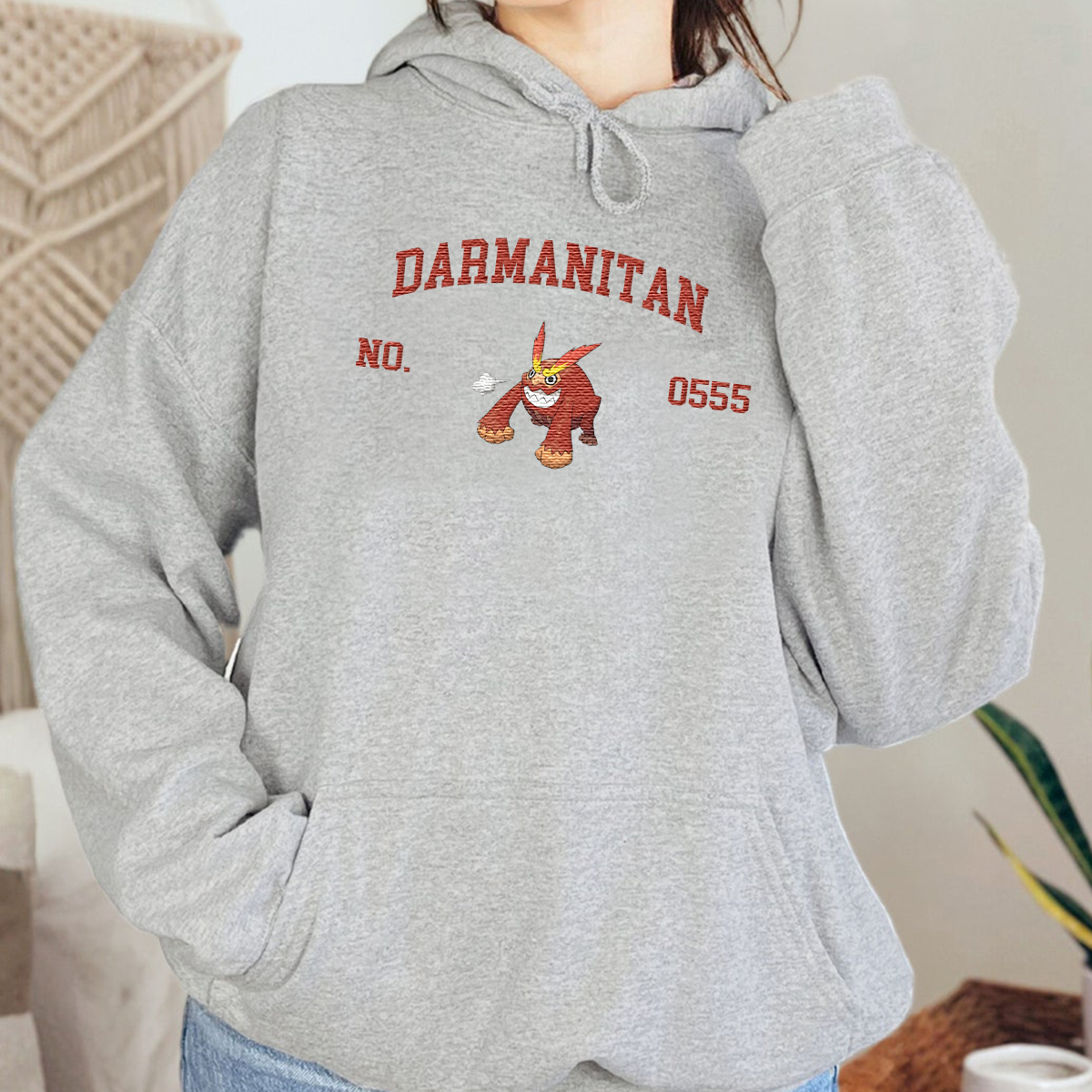 Darmanitan Adorable Anime-Themed Embroidered T-Shirt,Crewneck,Hoodie-Trendy Versatile and a Thoughtful Gift for Friends,H-C-1658