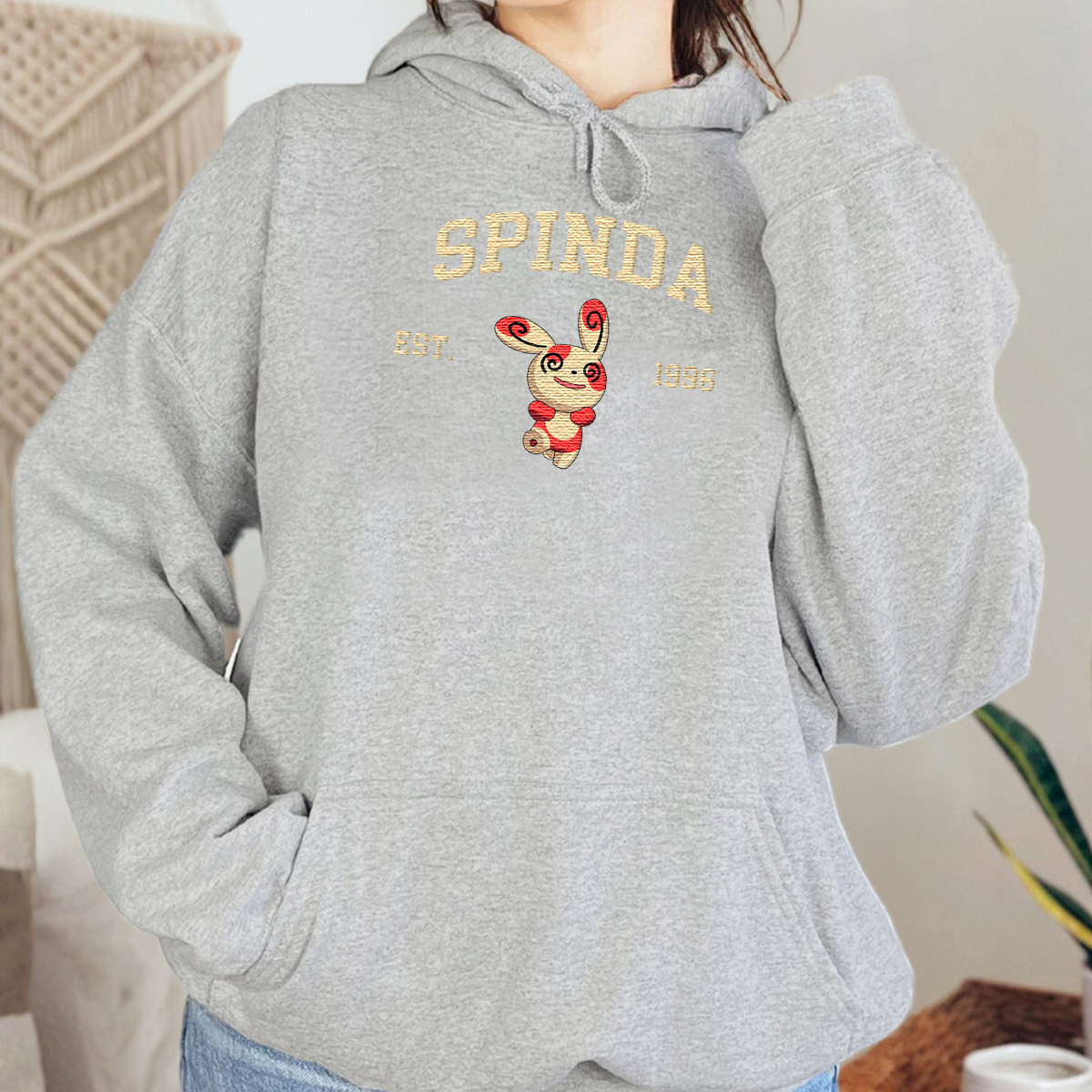 Spinda Adorable Anime-Themed Embroidered T-Shirt,Crewneck,Hoodie-Trendy Versatile and a Thoughtful Gift for Friends,H-C-1103