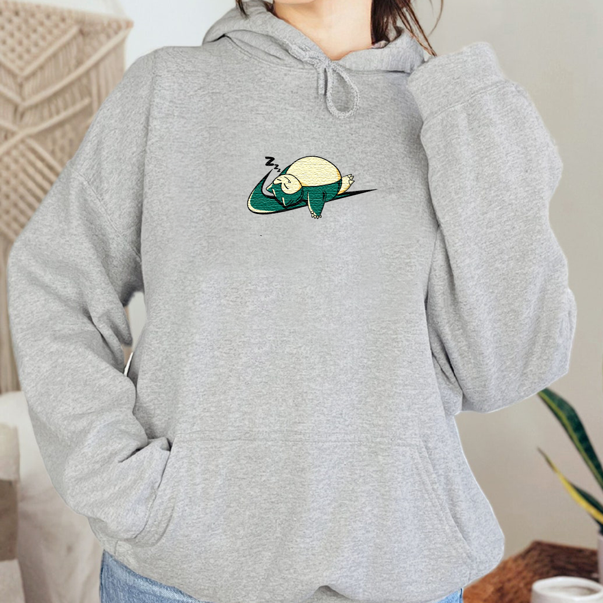 Snorlax Embroidered Unisex T-Shirt,Crewneck,Hoodie,Custom Cufflinks For Gift,H-C-1148