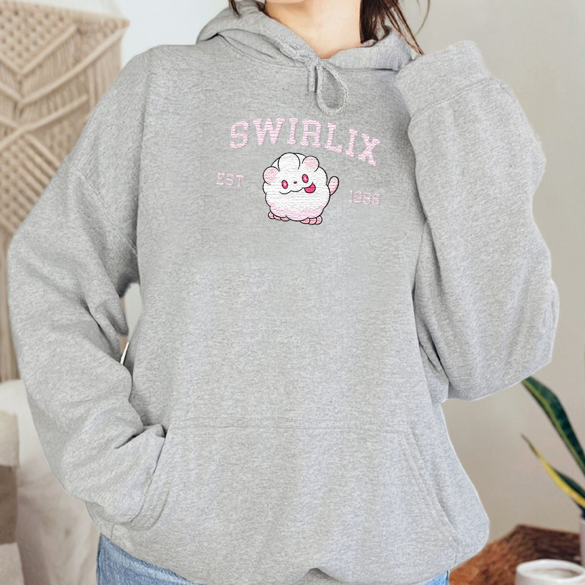 Swirlix Adorable Anime-Themed Embroidered T-Shirt,Crewneck,Hoodie-Trendy Versatile and a Thoughtful Gift for Friends,H-C-1167