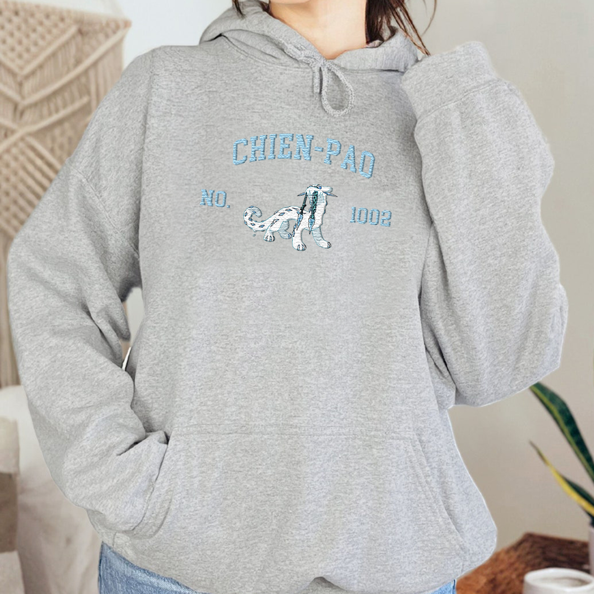 Chien-Pao Adorable Anime-Themed Embroidered T-Shirt,Crewneck,Hoodie-Trendy Versatile and a Thoughtful Gift for Friends,H-C-1538