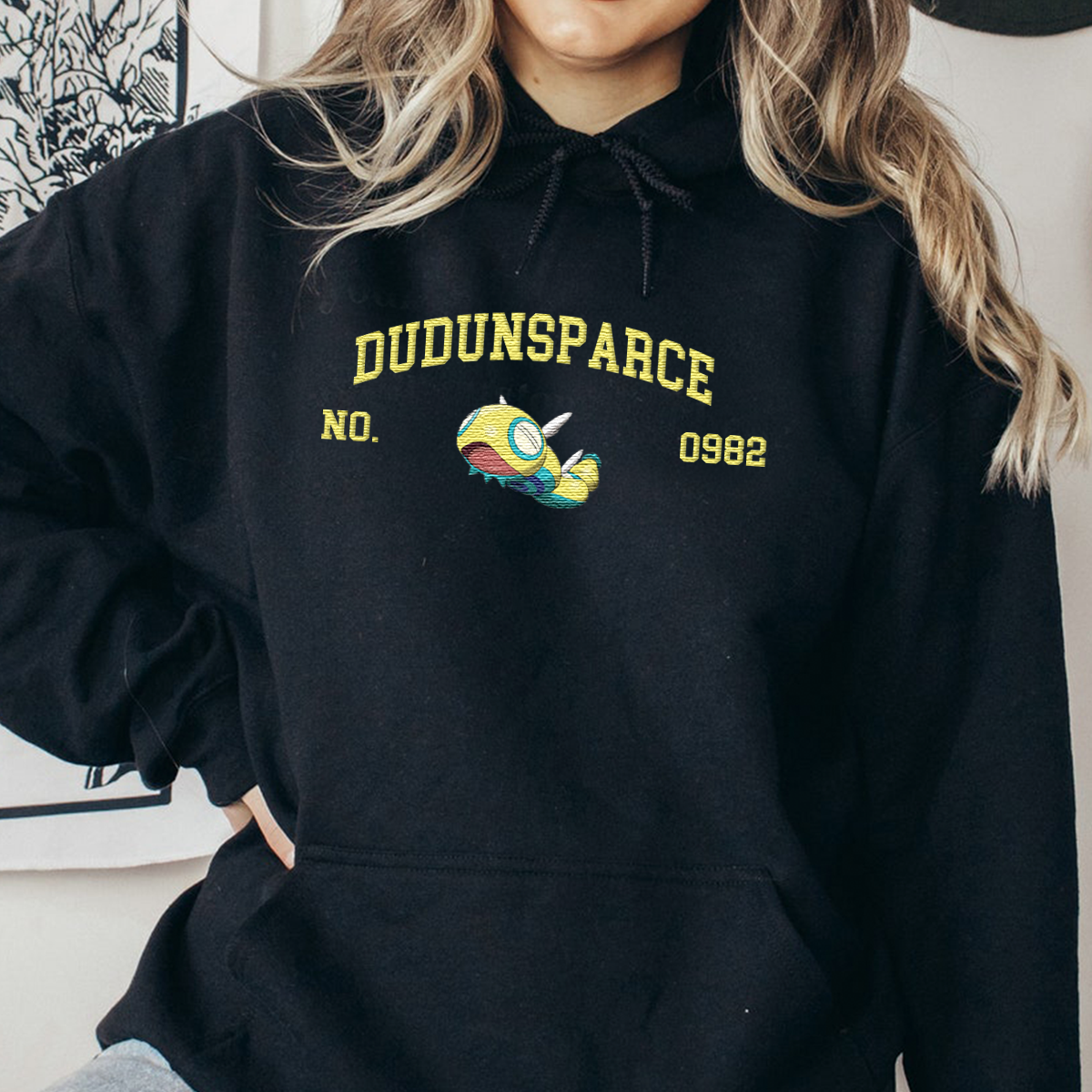 Dudunsparce Adorable Anime-Themed Embroidered T-Shirt,Crewneck,Hoodie-Trendy Versatile and a Thoughtful Gift for Friends,H-C-1682