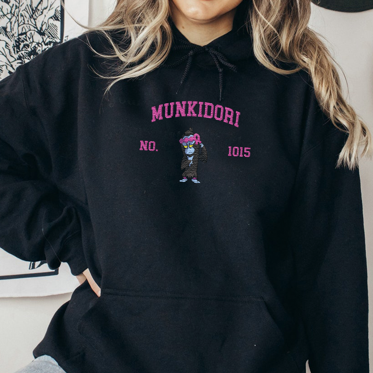 Munkidori Adorable Anime-Themed Embroidered T-Shirt,Crewneck,Hoodie-Trendy Versatile and a Thoughtful Gift for Friends,H-C-1766