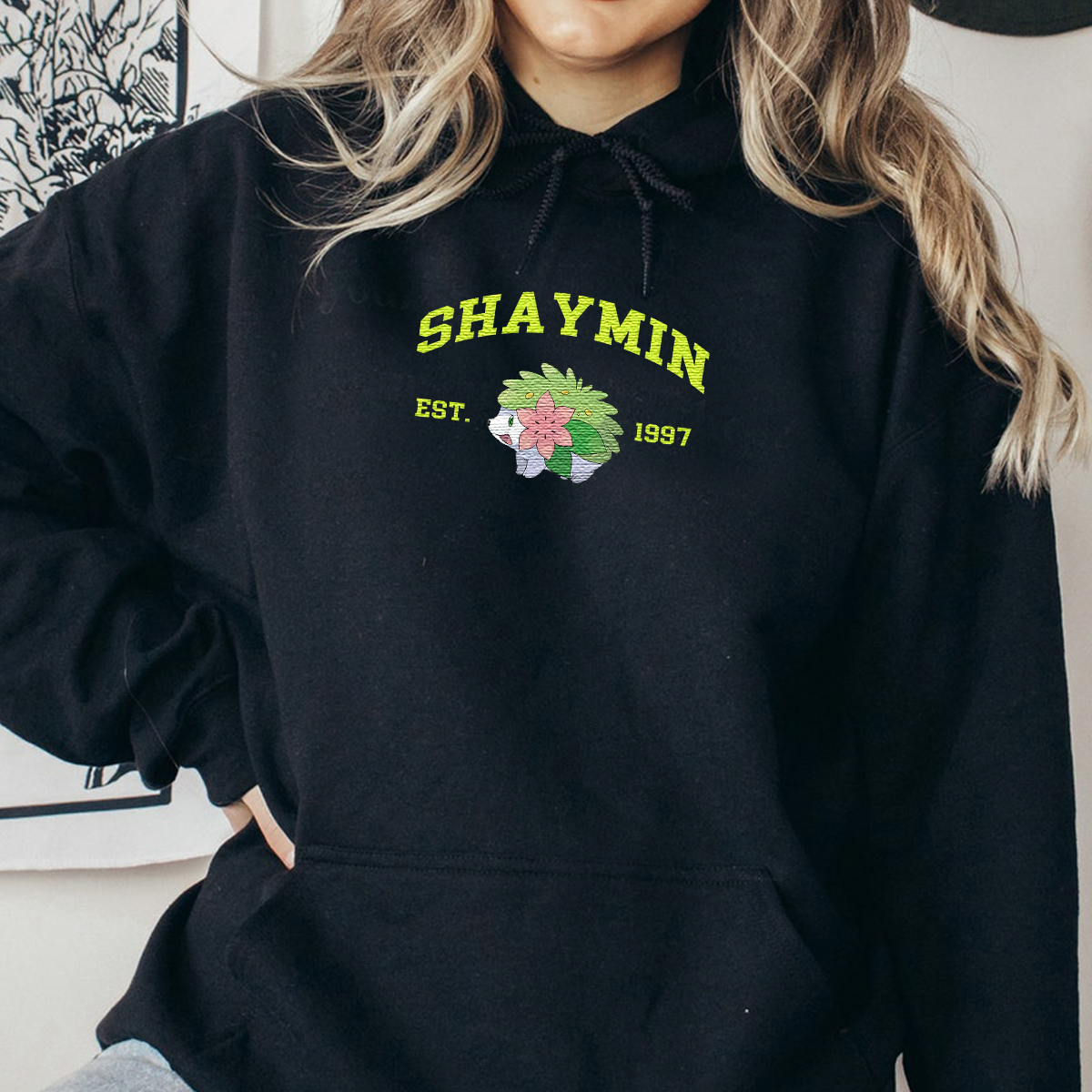 Shaymin Adorable Anime-Themed Embroidered T-Shirt,Crewneck,Hoodie-Trendy Versatile and a Thoughtful Gift for Friends,H-C-865