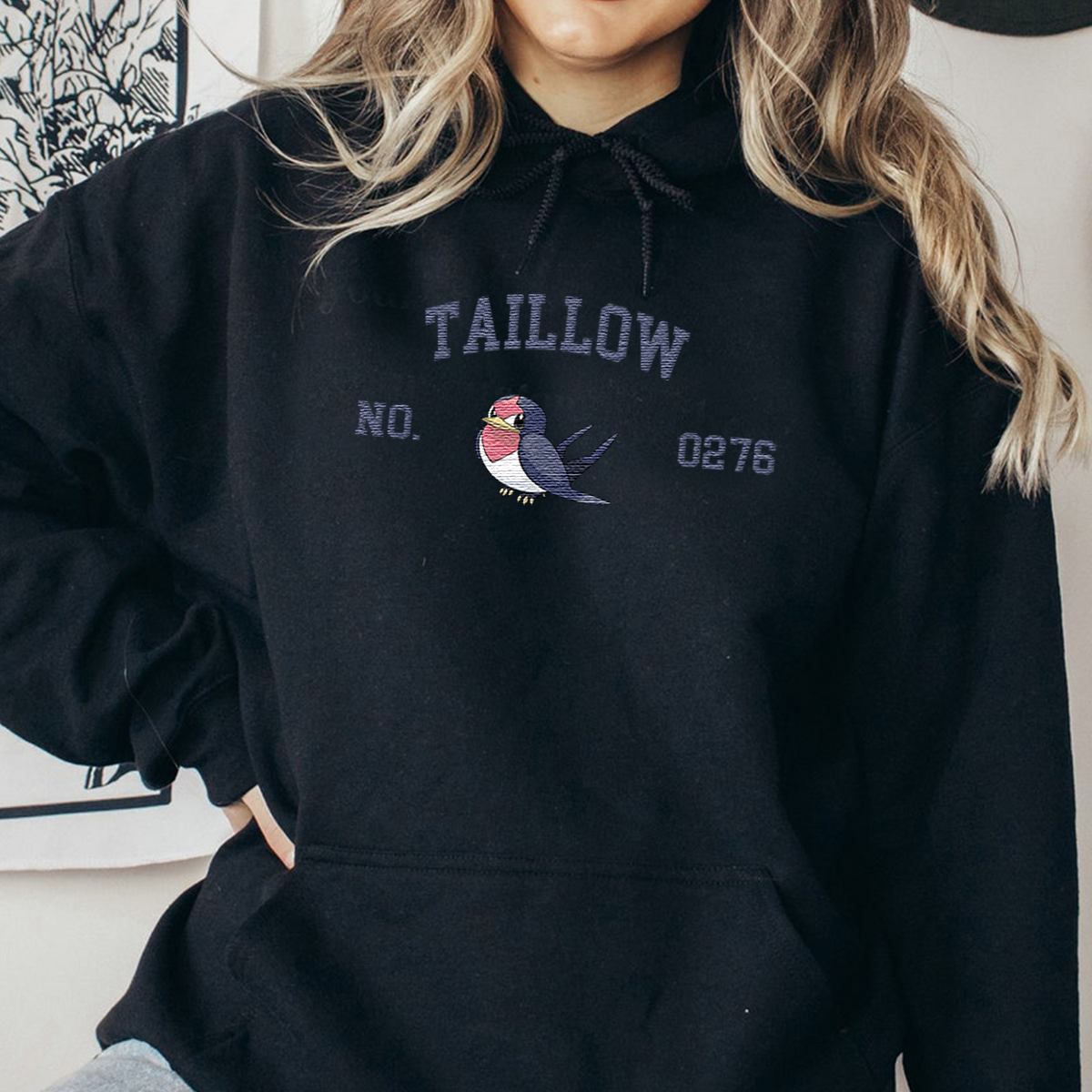 Taillow Adorable Anime-Themed Embroidered T-Shirt,Crewneck,Hoodie-Trendy Versatile and a Thoughtful Gift for Friends,H-C-1646