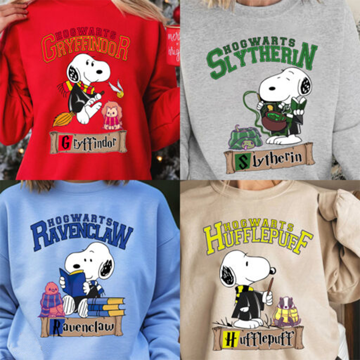 Snoopy Hogwarts 4 Houses Harry Potter T-Shirt,Crewneck,Hoodie,H-C-109