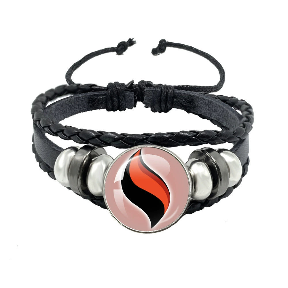 Leather Cord Snap Bracelet with Mega Evolution Stone,Perfect Gift for Friends and Family,B01
