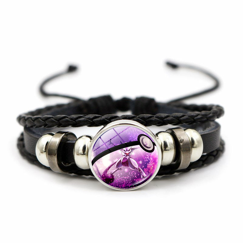 Cute and Magical Black Woven Leather Button Bracelet,A Perfect Gift for Friends and Family,B02
