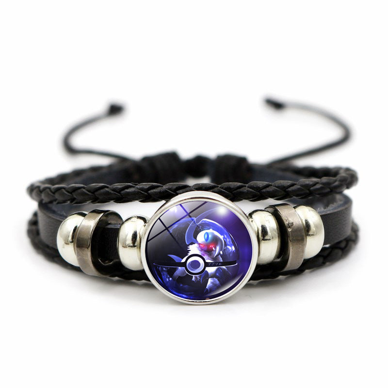 Cute and Magical Black Woven Leather Button Bracelet,A Perfect Gift for Friends and Family,B02
