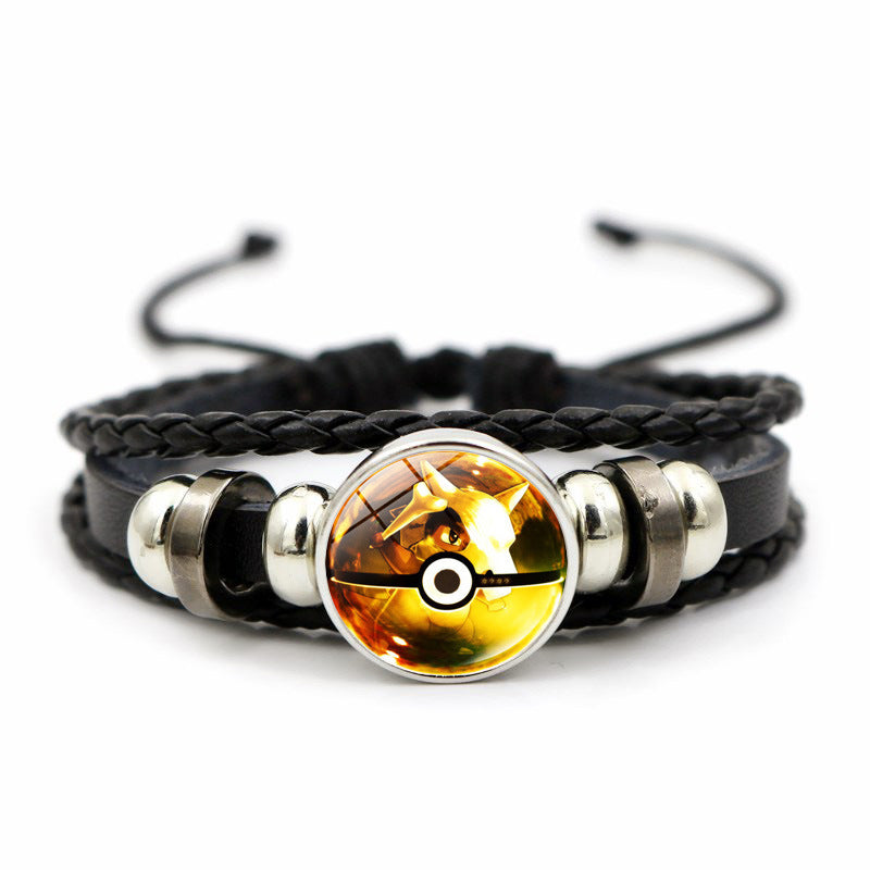 Cute and Magical Black Woven Leather Button Bracelet,A Perfect Gift for Friends and Family,B02