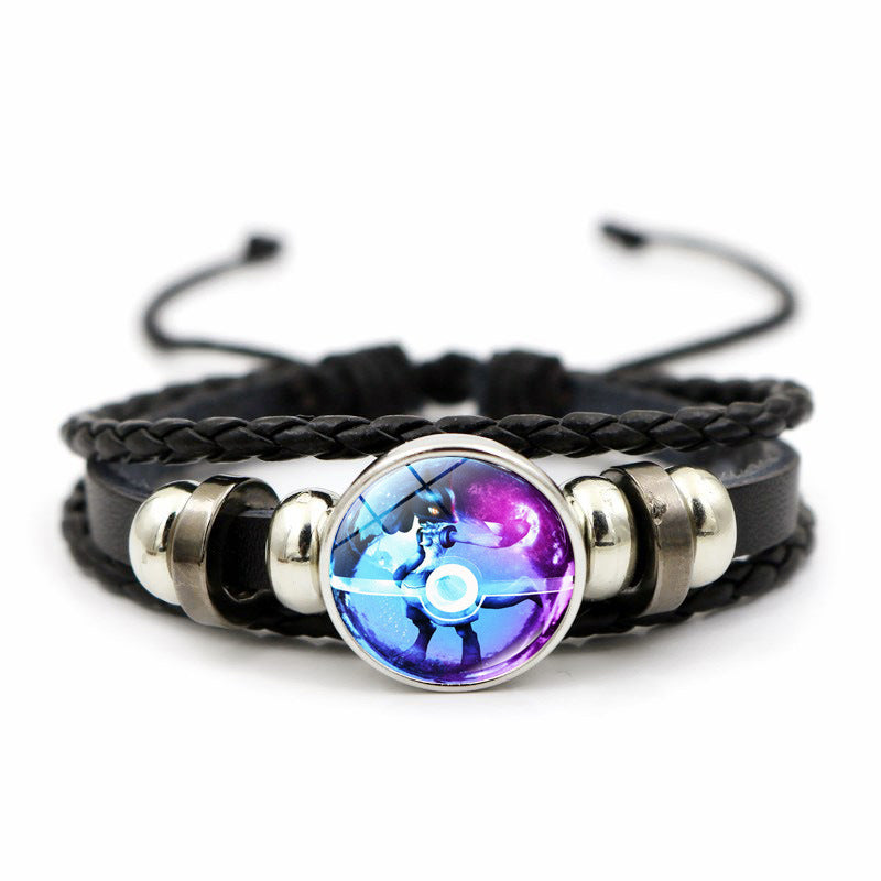 Cute and Magical Black Woven Leather Button Bracelet,A Perfect Gift for Friends and Family,B02
