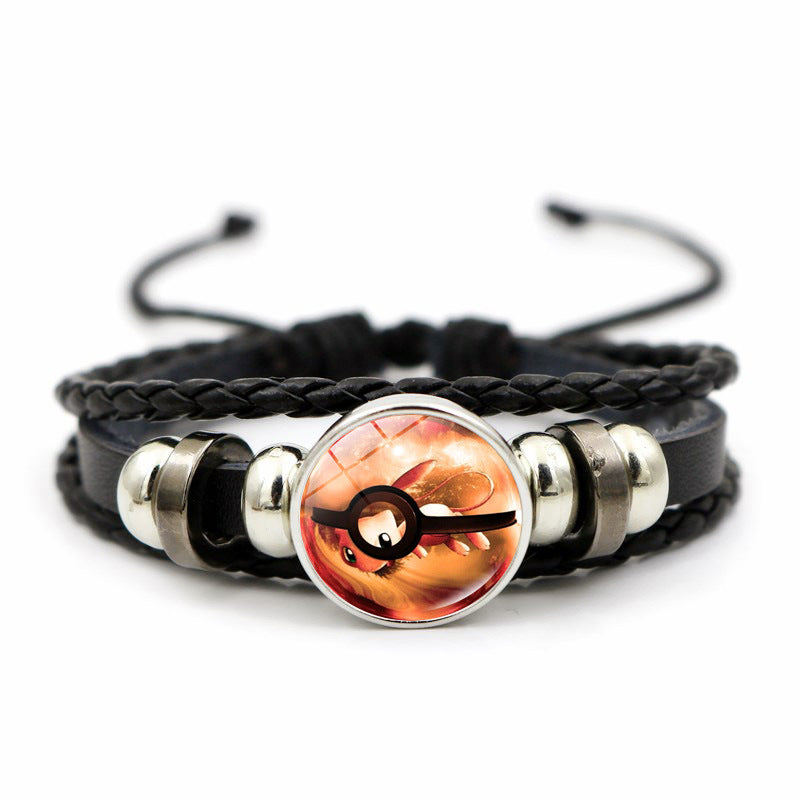 Cute and Magical Black Woven Leather Button Bracelet,A Perfect Gift for Friends and Family,B02