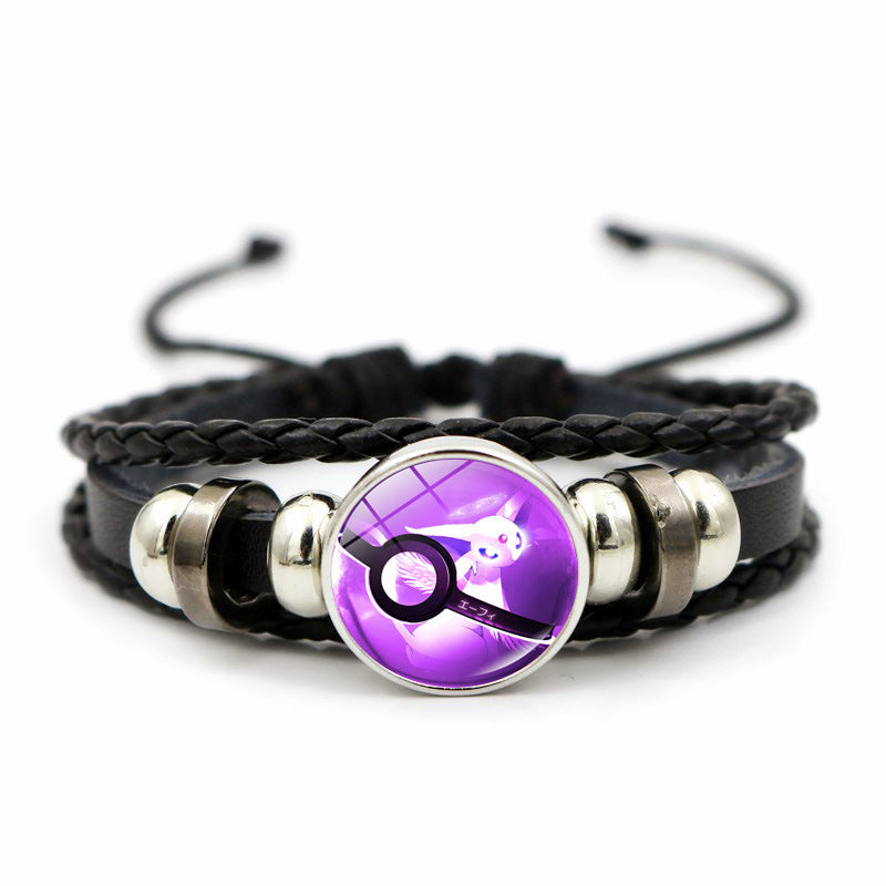 Cute and Magical Black Woven Leather Button Bracelet,A Perfect Gift for Friends and Family,B02