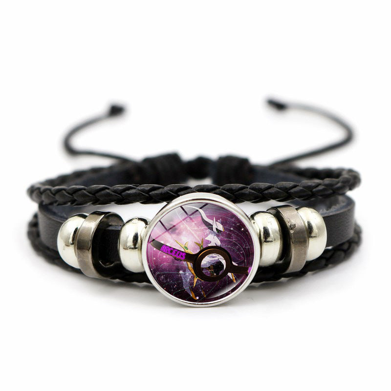 Cute and Magical Black Woven Leather Button Bracelet,A Perfect Gift for Friends and Family,B02