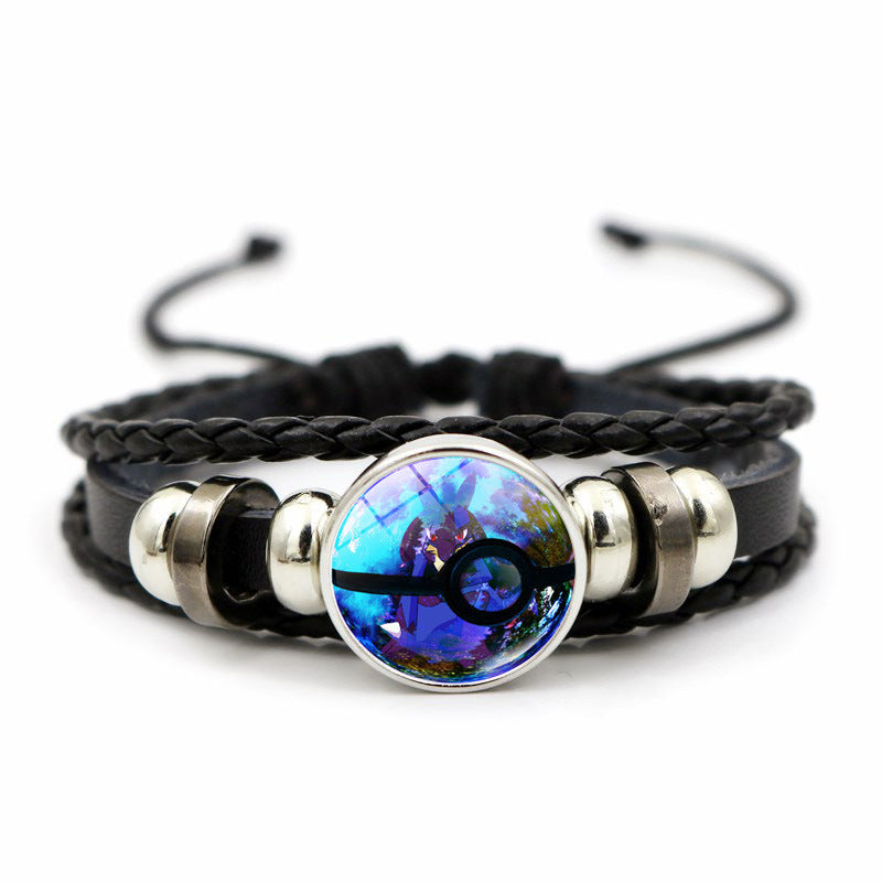 Cute and Magical Black Woven Leather Button Bracelet,A Perfect Gift for Friends and Family,B02