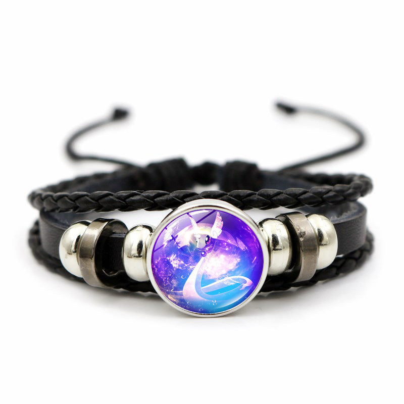 Cute and Magical Black Woven Leather Button Bracelet,A Perfect Gift for Friends and Family,B02