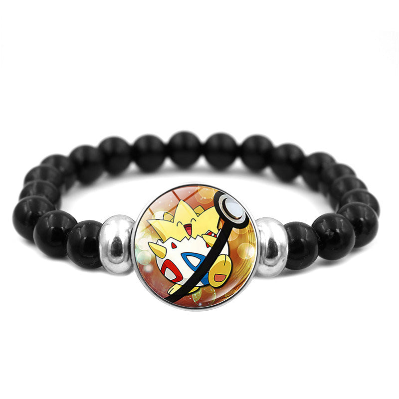 Adorable Black Bead Snap Button Bracelet,A Perfect Gift for Friends and Family,B04