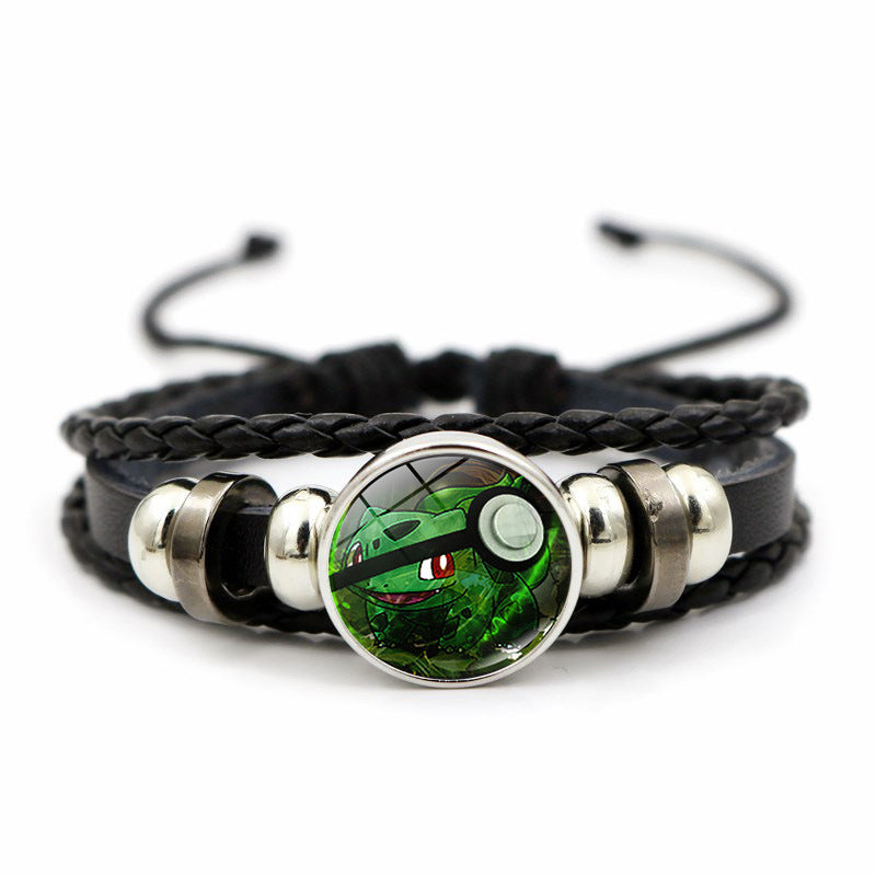 Cute and Magical Black Woven Leather Button Bracelet,A Perfect Gift for Friends and Family,B03