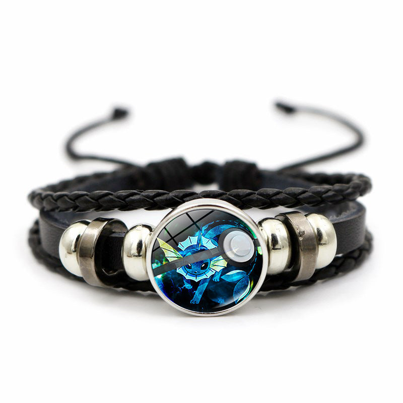 Cute and Magical Black Woven Leather Button Bracelet,A Perfect Gift for Friends and Family,B03