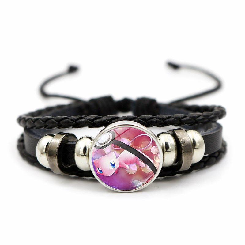 Cute and Magical Black Woven Leather Button Bracelet,A Perfect Gift for Friends and Family,B03