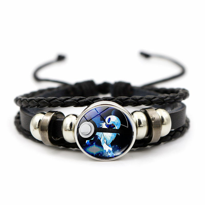 Cute and Magical Black Woven Leather Button Bracelet,A Perfect Gift for Friends and Family,B03