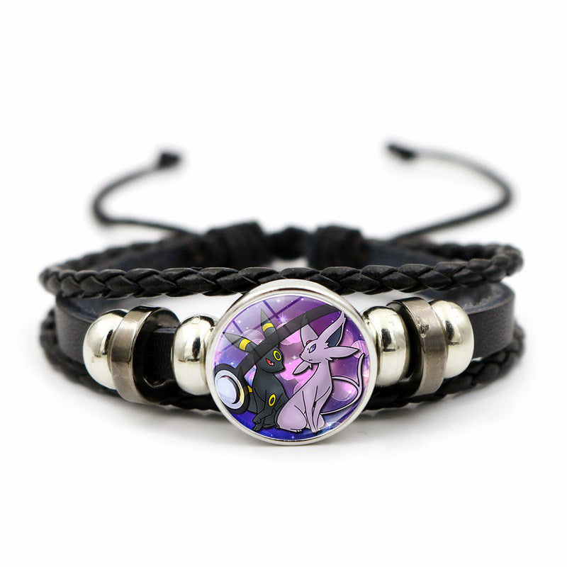 Cute and Magical Black Woven Leather Button Bracelet,A Perfect Gift for Friends and Family,B03