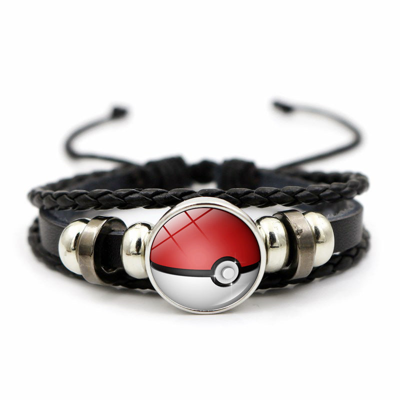 Cute and Magical Black Woven Leather Button Bracelet,A Perfect Gift for Friends and Family,B03