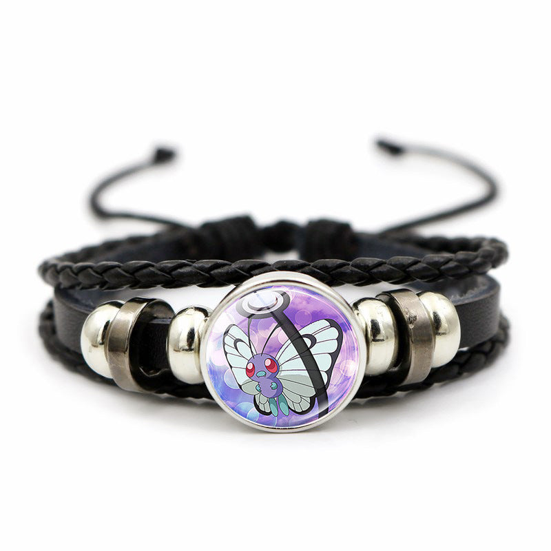 Cute and Magical Black Woven Leather Button Bracelet,A Perfect Gift for Friends and Family,B03