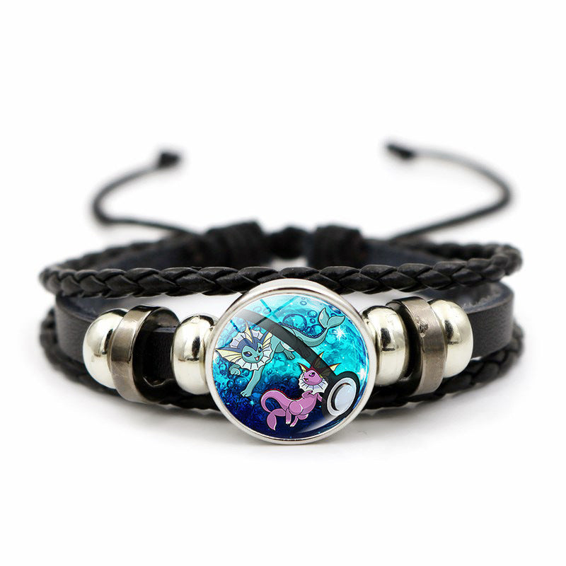 Cute and Magical Black Woven Leather Button Bracelet,A Perfect Gift for Friends and Family,B03