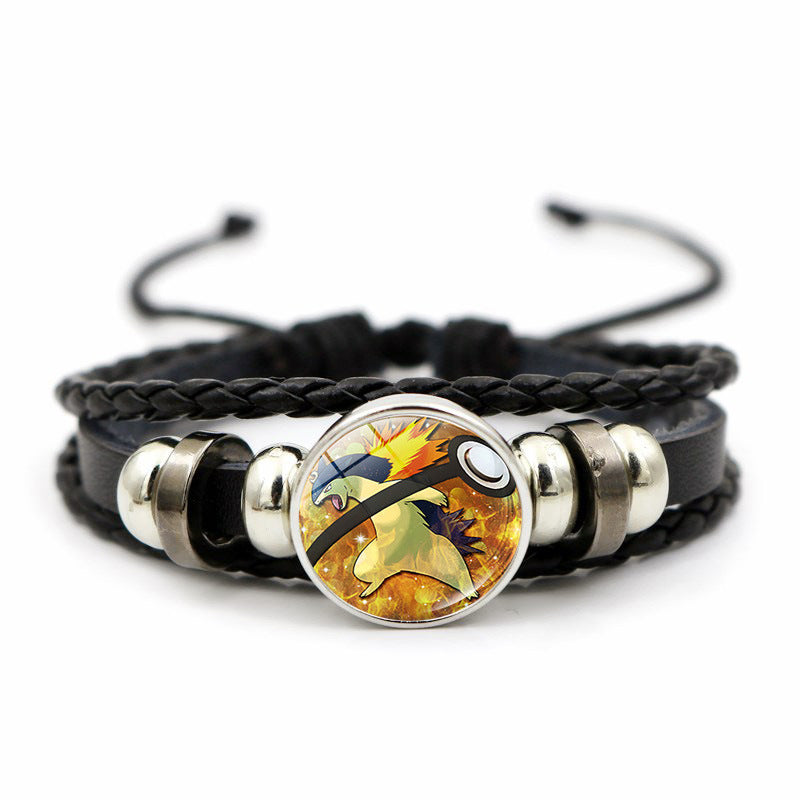 Cute and Magical Black Woven Leather Button Bracelet,A Perfect Gift for Friends and Family,B03