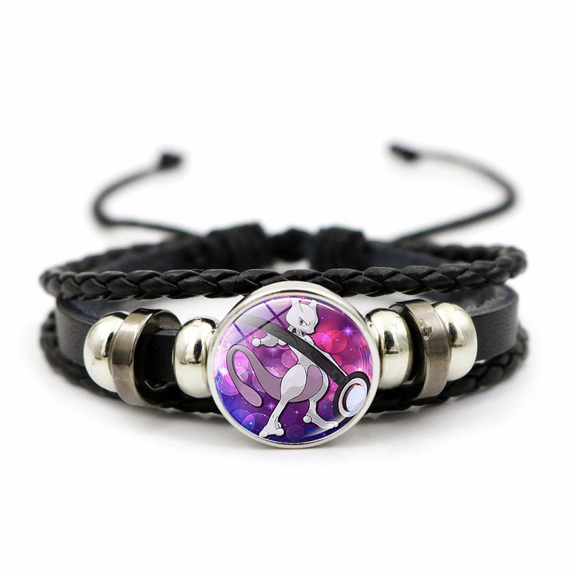 Cute and Magical Black Woven Leather Button Bracelet,A Perfect Gift for Friends and Family,B03