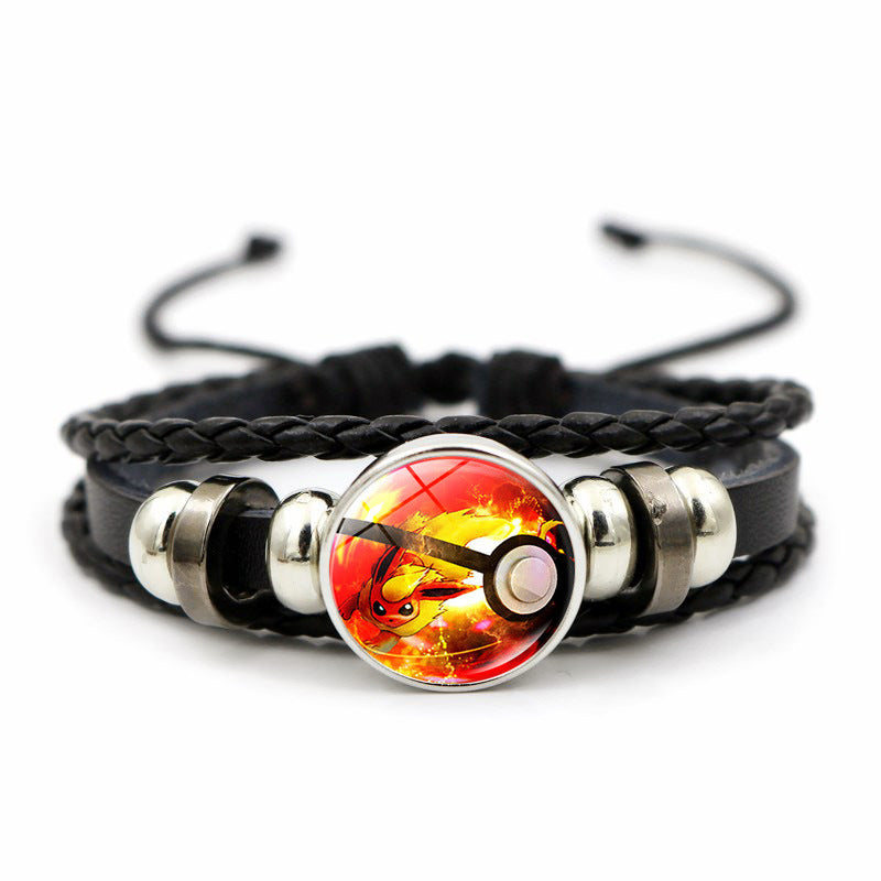 Cute and Magical Black Woven Leather Button Bracelet,A Perfect Gift for Friends and Family,B03