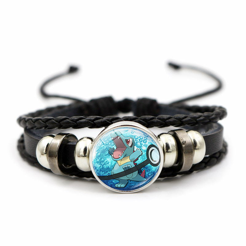 Cute and Magical Black Woven Leather Button Bracelet,A Perfect Gift for Friends and Family,B03