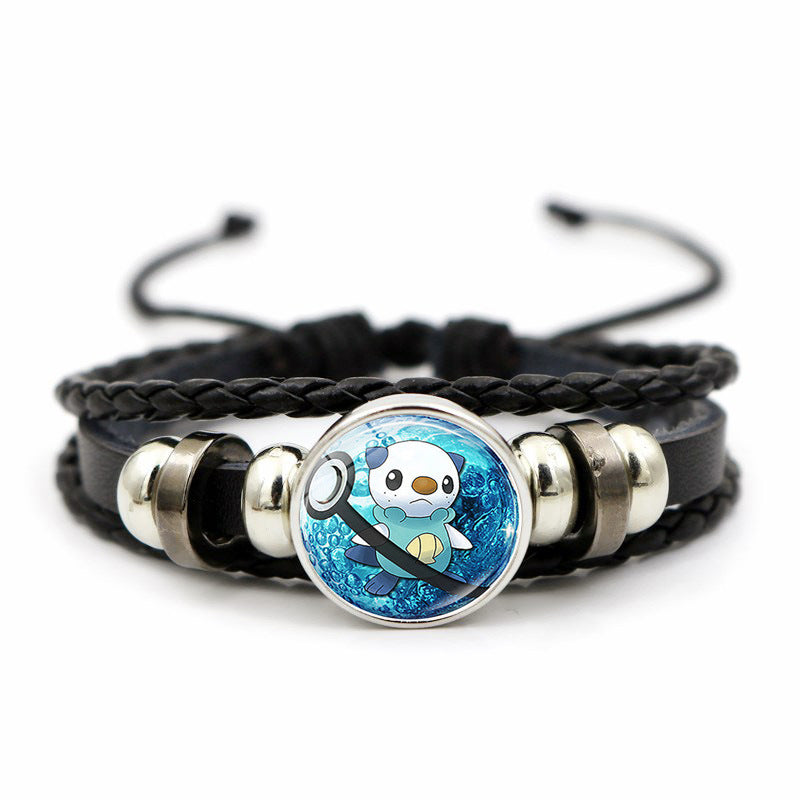 Cute and Magical Black Woven Leather Button Bracelet,A Perfect Gift for Friends and Family,B03