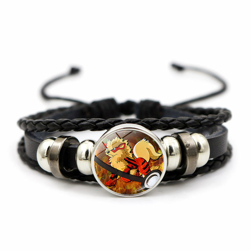 Cute and Magical Black Woven Leather Button Bracelet,A Perfect Gift for Friends and Family,B03