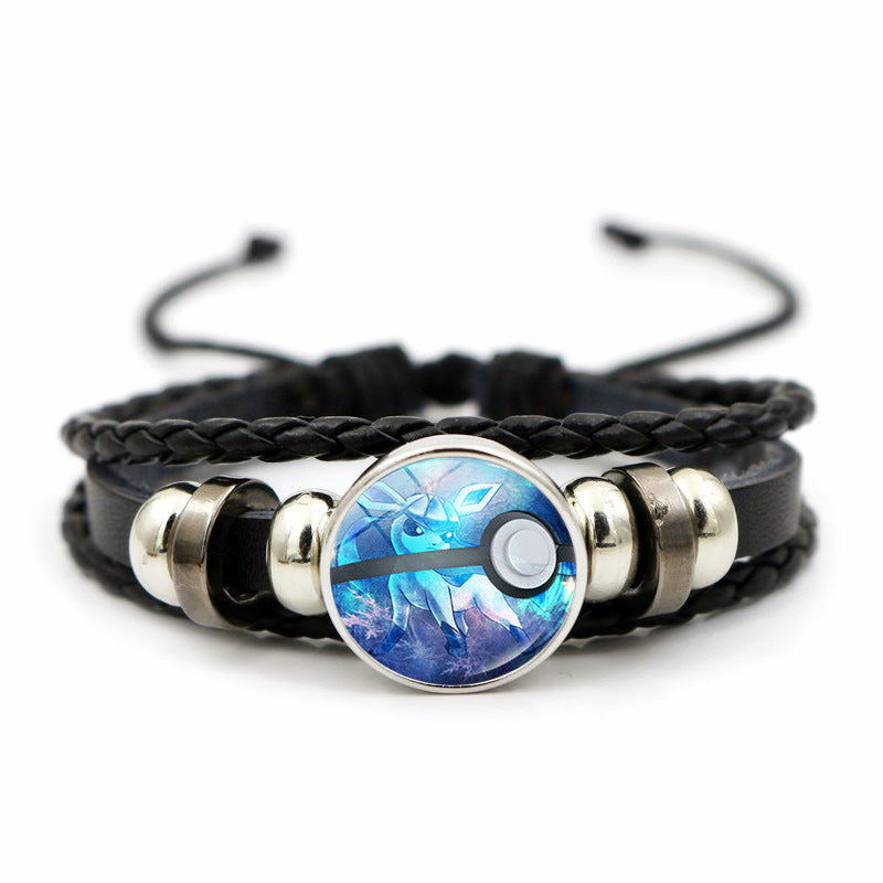 Cute and Magical Black Woven Leather Button Bracelet,A Perfect Gift for Friends and Family,B03